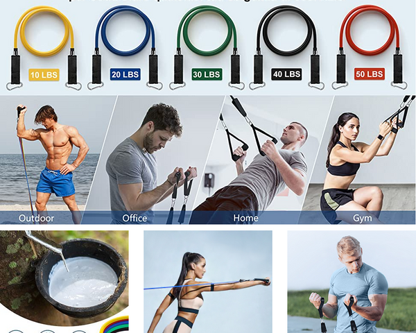 Kit Elastici per Allenamento a Casa - Resistenza da 4 a 22kg